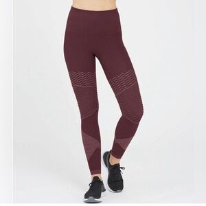 Spanx wine burgundy moto leggings